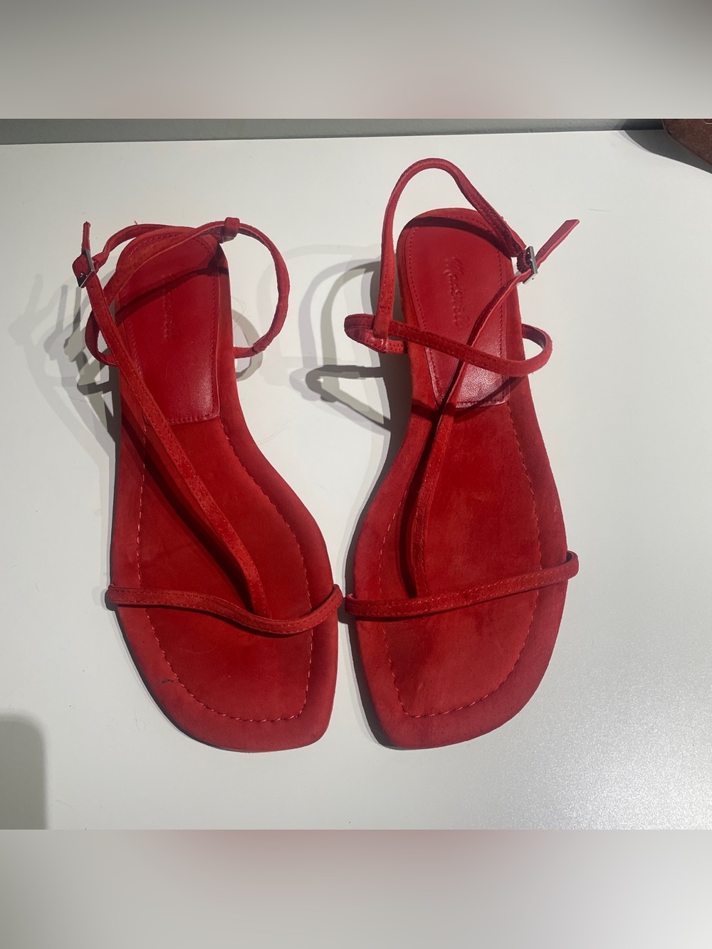 Madewell Red Suede Tonio Strappy Square Sandal 7